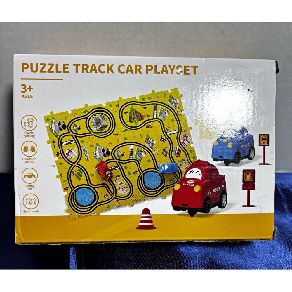 BENNOL 48-Piece Puzzle Track Car Playset, Interlocking Cardboard, Ages 3-5[V]